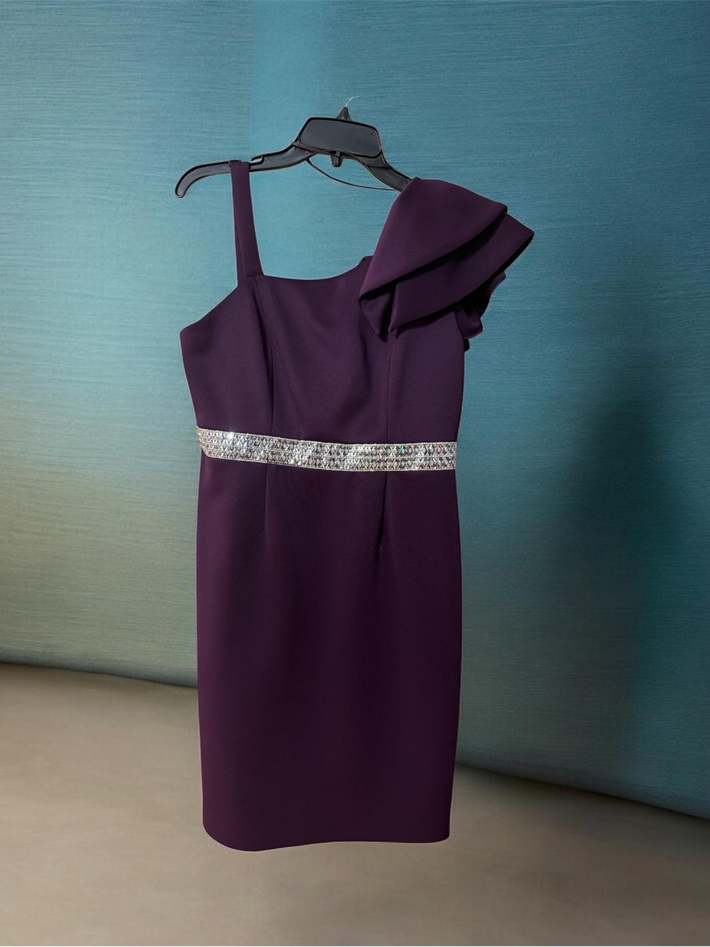 Night Way Collections' Deep Purple Beaded-Belt Party Dress